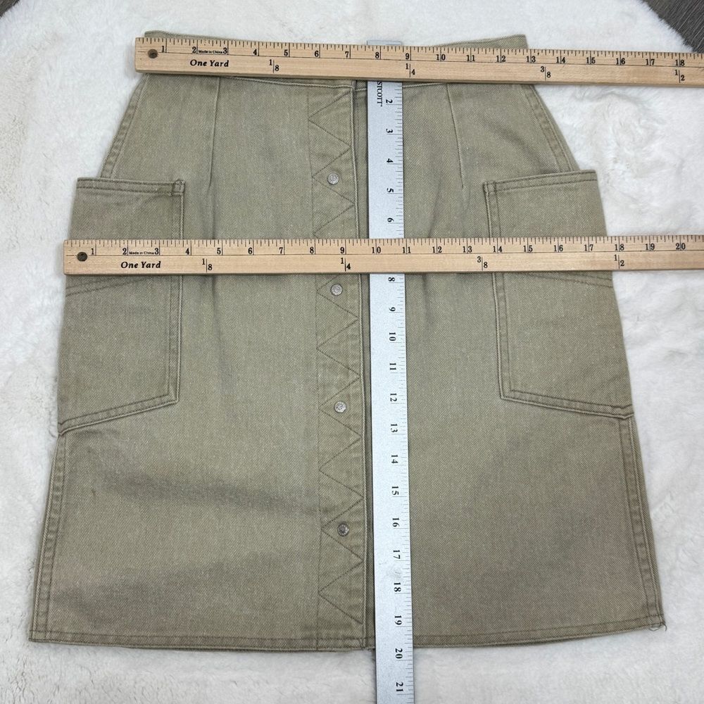 Vintage Coca Cola Snap Front Side Cargo Pocket Denim A Line Skirt Khaki 6 XS - Picture 12 of 13